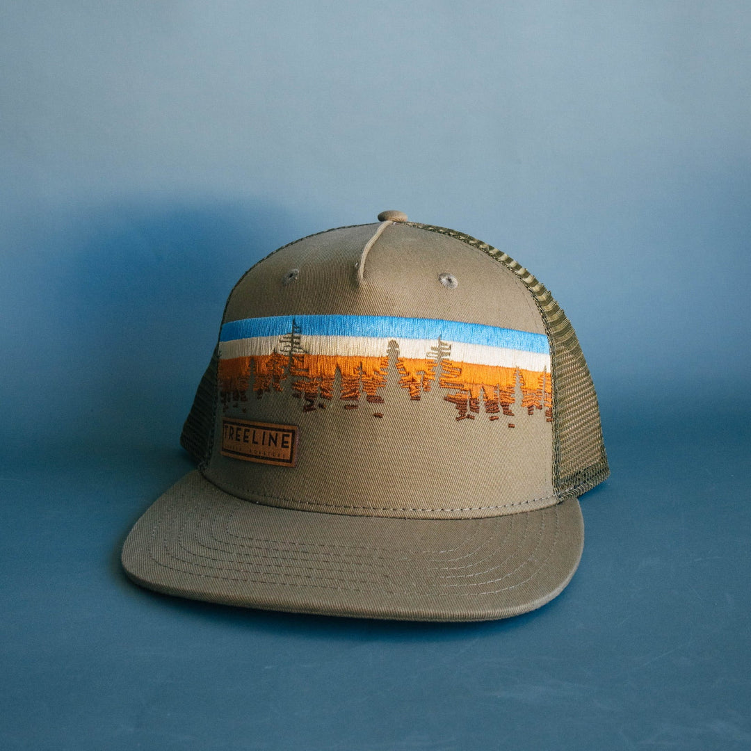 Olive Flat Brim Treescape Cap