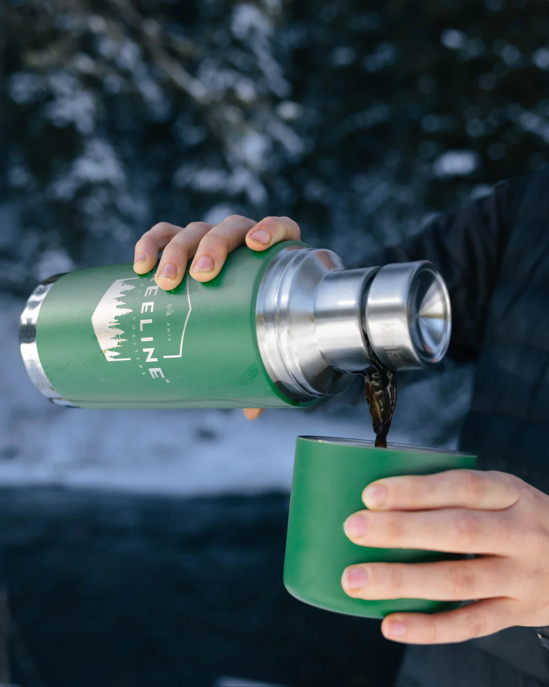 Double insulated green thermos